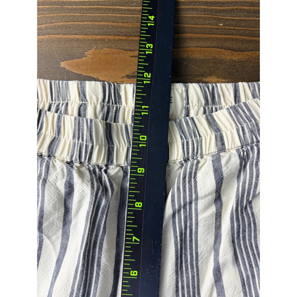 Marine Layer Allison Pants Women M Crop Cream Navy Stripe Tencel Pull On Pockets - Picture 5 of 12